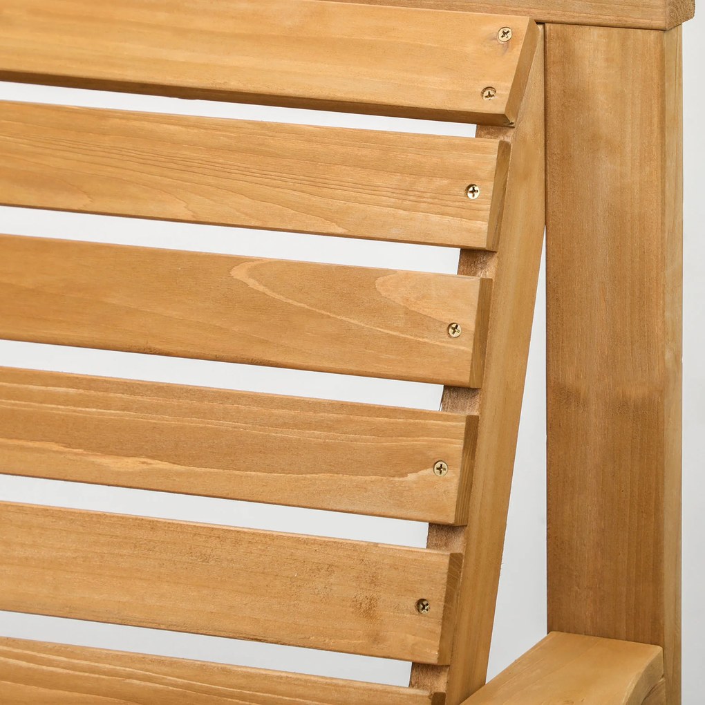 Outsunny Zestaw Balkonowy 3-częściowy z Drewna, Odporne na Warunki Atmosferyczne, Zestaw Mebli Ogrodowych z Lamelkowym Designem, Otwór na Parasol, Brązowy | Aosom PL