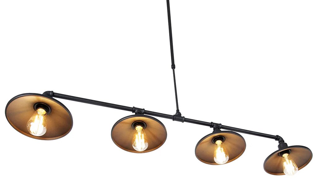 Industrialna lampa wisząca czarna - 4 Laser Rustykalny / Vintage Oswietlenie wewnetrzne