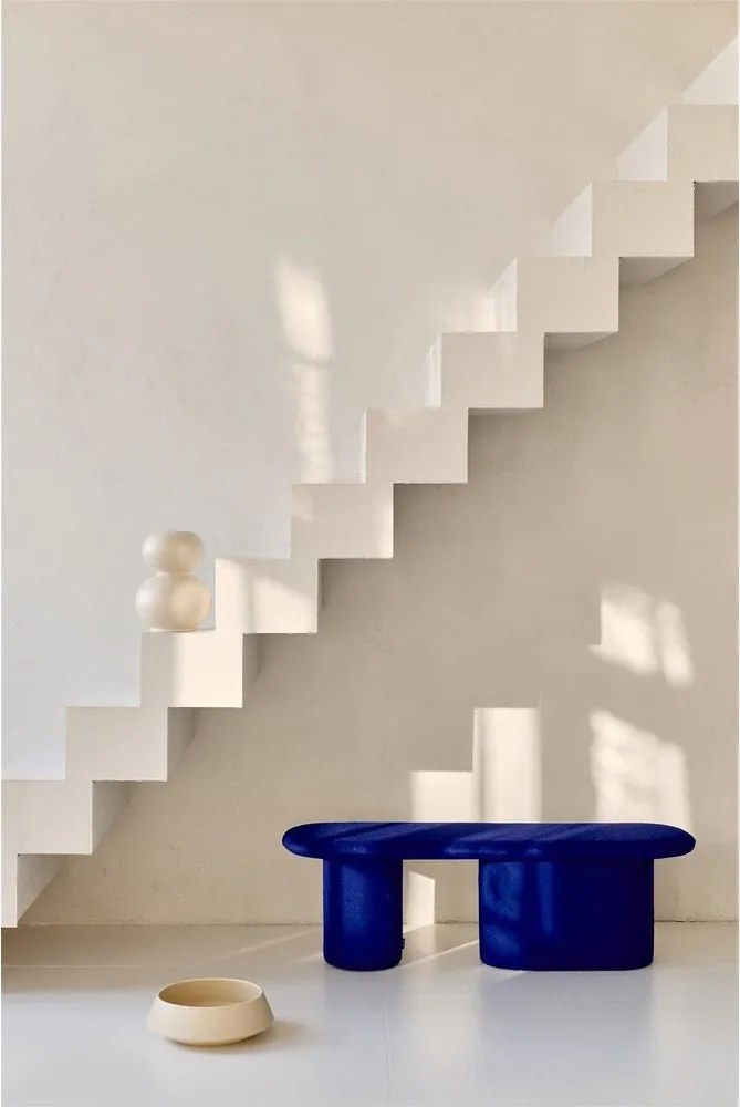 Niebieska wełniana tapicerowana ławka Rull – noo.ma