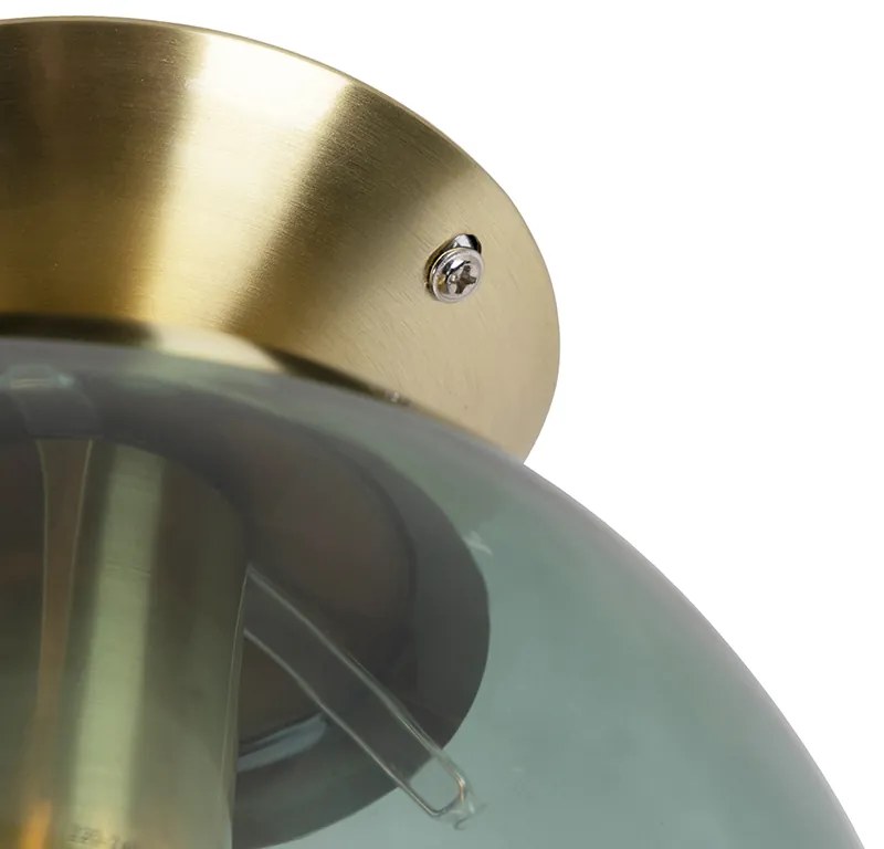 Lampa sufitowa w stylu art deco mosiądz z zielonym szkłem - Pallon ArtDeco Oswietlenie wewnetrzne