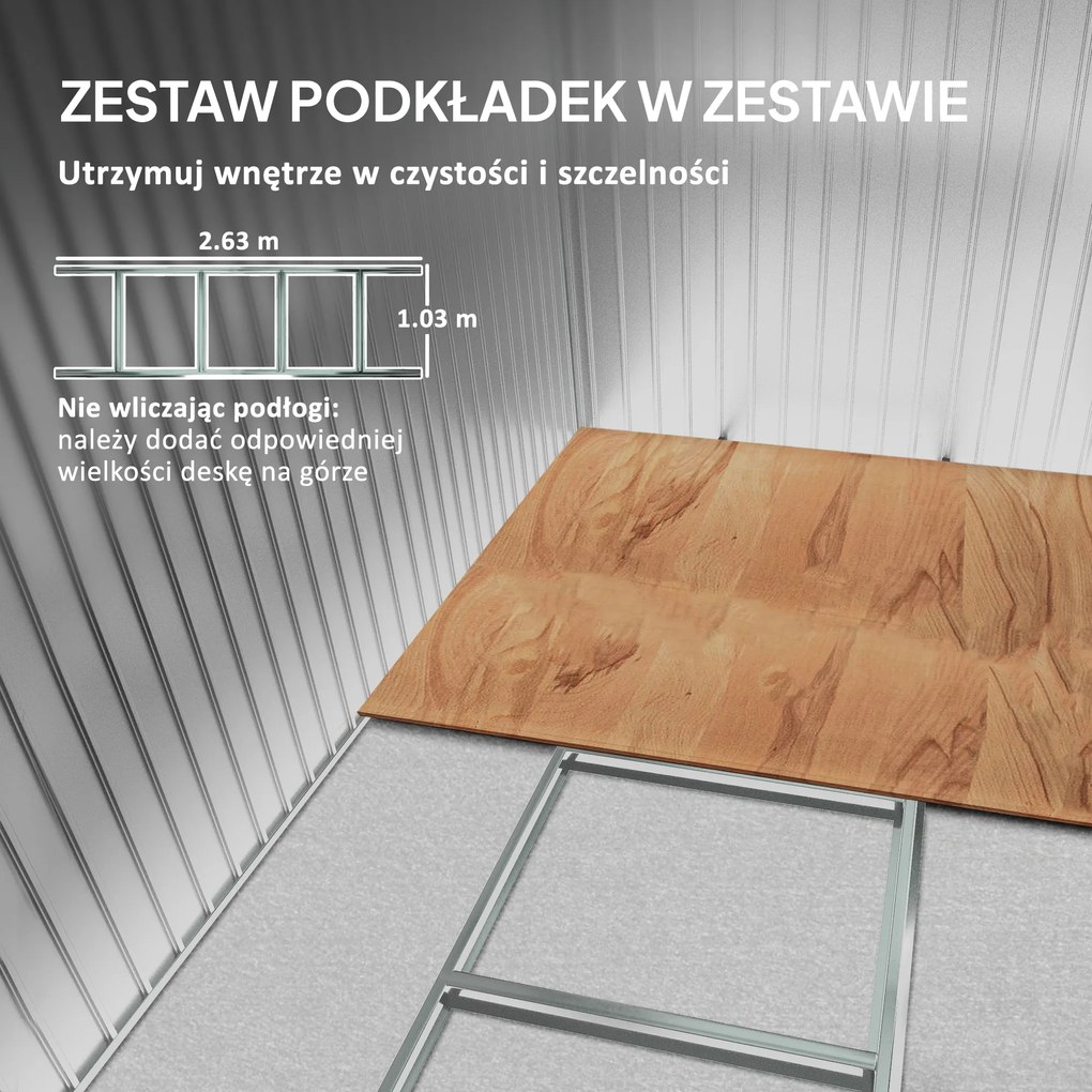 Outsunny Metalowy domek narzędziowy do ogrodu z drzwiami przesuwnymi 277x195x192 cm zielony | Aosom PL