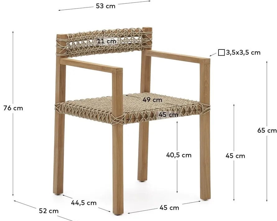 Drewniane/rattanowe krzesła ogrodowe zestaw 2 szt. w naturalnym kolorze Giverola – Kave Home