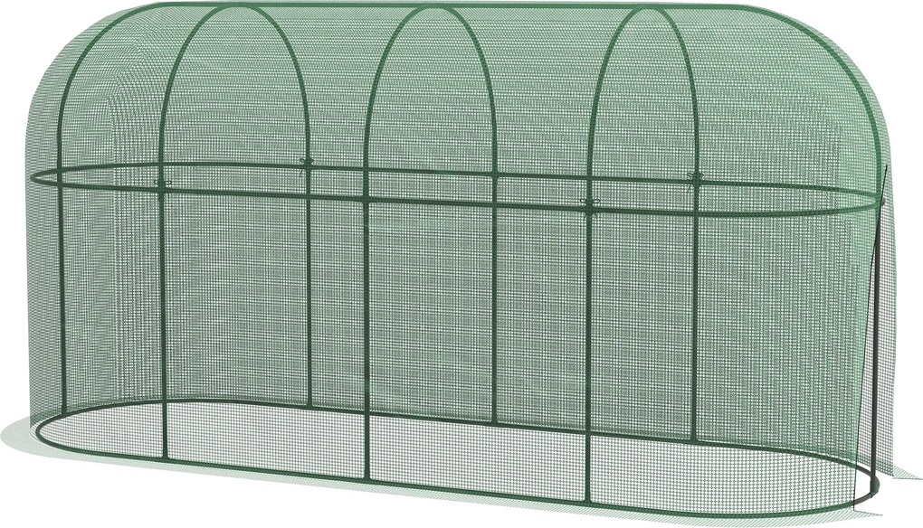 Outsunny Siatka Ogrodowa z Drzwiami Namiot Ochronny Przed Owadami Siatka Ochronna Przed Wiatrem i Szkodnikami Stal Zielony 3x1m | Aosom PL