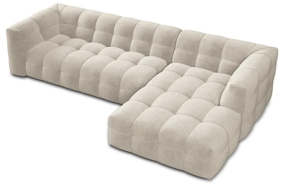 Beżowy aksamitny narożnik Windsor &amp; Co Sofas Vesta, prawostronny