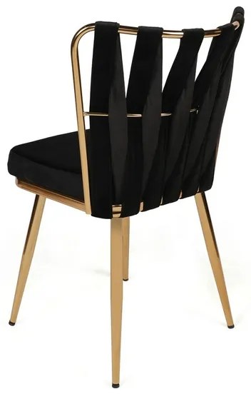 Zestaw krzeseł do jadalni Kusakli Black and Gold,4 szt., 4 szt.