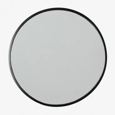 Okrągłe Lustro Ścienne Z Żelaza Ø45 Cm Oliverton Czarna - Sklum