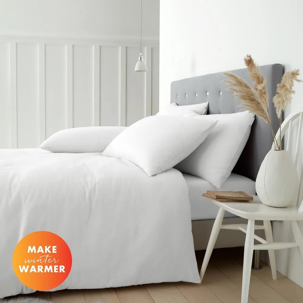 Biała flanelowa pościel dwuosobowa 230x220 cm Brushed – Catherine Lansfield