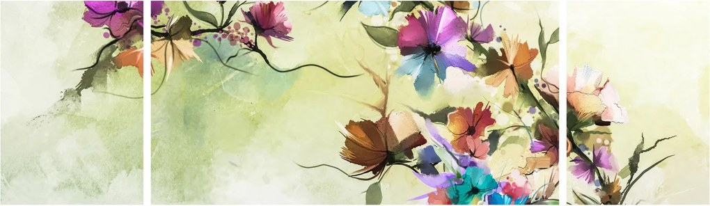 Obraz - malowidło pnącej się kwiaty (170x50 cm)