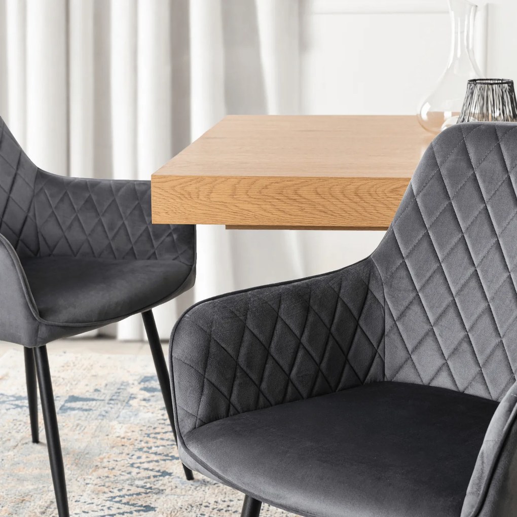 Krzesło Tapicerowane do Jadalni BRESSO Szare Welurowe Nowoczesne Loft