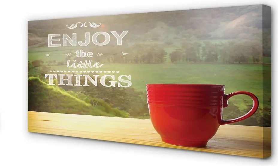 Obraz na płótnie Kubek z Napisem w Naturze