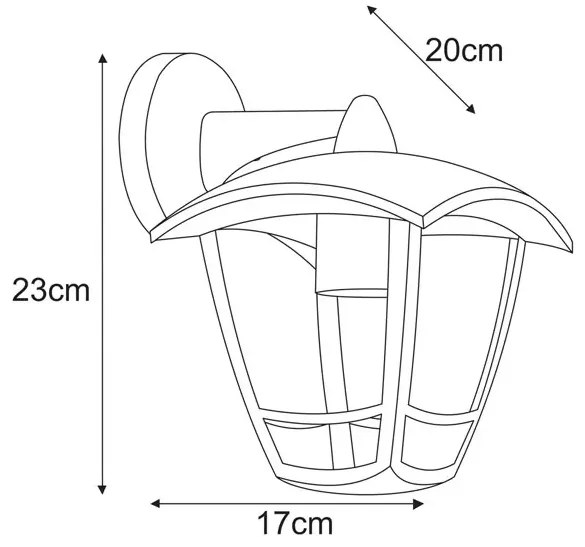 Czarna zewnętrzna lampa ścienna P2-A20