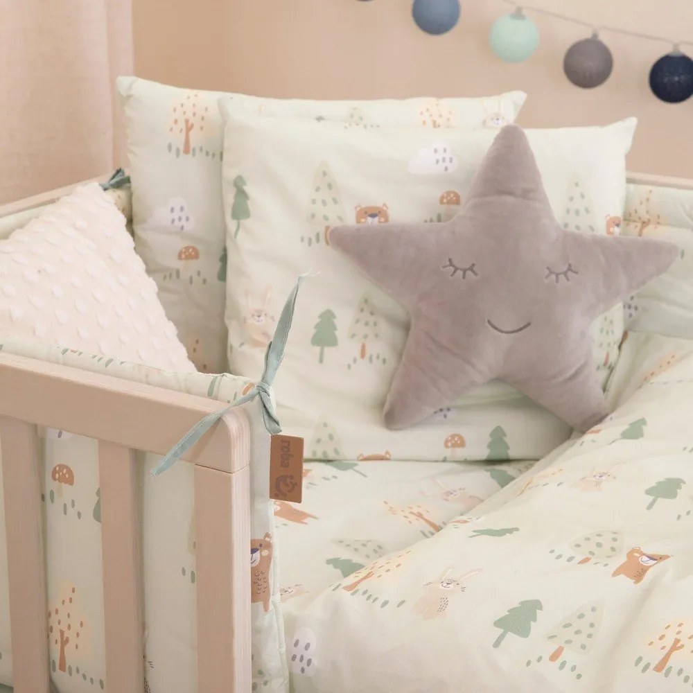 Jasnozielona bawełniana pościel dziecięca do łóżeczka 100x135 cm Woodland Buddies – Roba