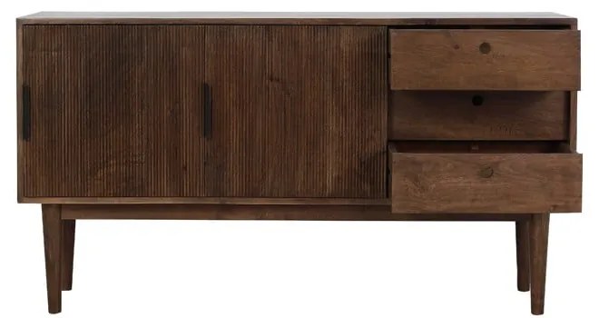 Ciemnobrązowa niska komoda z litego drewna 150x80 cm Bitika – Light & Living