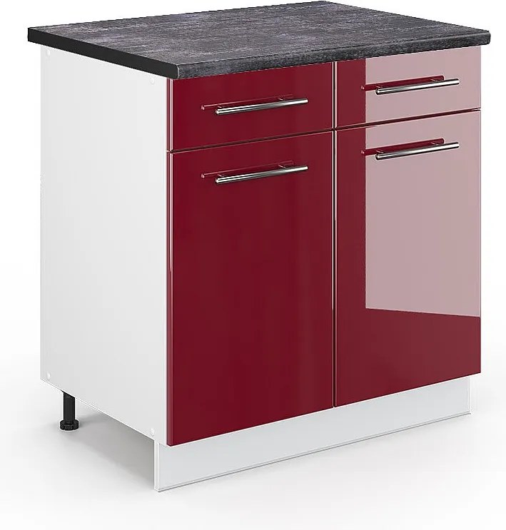Szafka dolna do kuchni bordowa czerwień wysoki połysk 80x60x82 fame-line