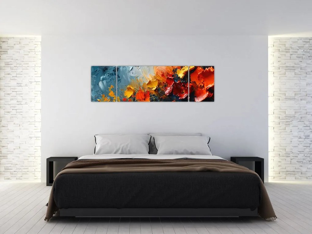 Obraz - Abstrakcyjny obraz kwiatów III. (170x50 cm)