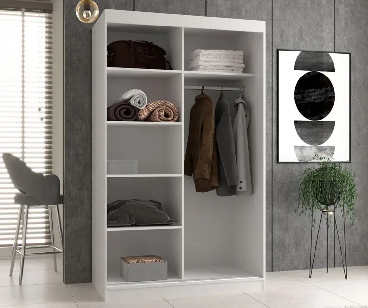 Szafa przesuwna z półkami i drążkiem dąb artisan 120 cm S7-D32