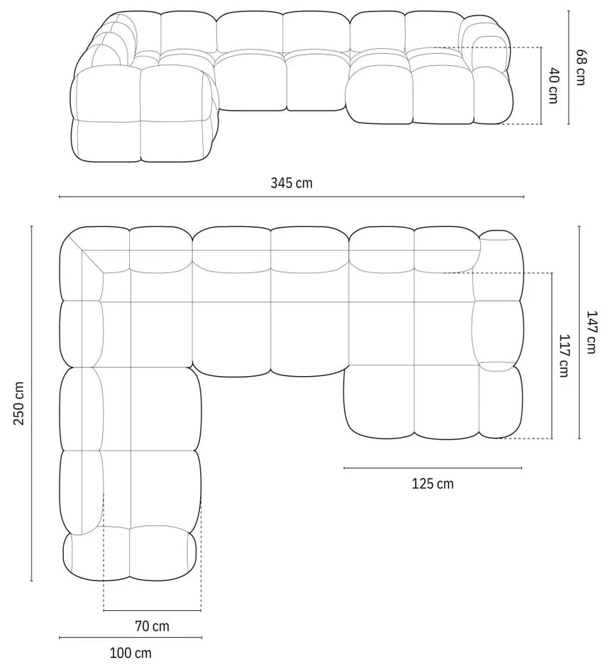 Jasnoniebieski narożnik (lewostronny/w kształcie litery U) Loretto – Cosmopolitan Design