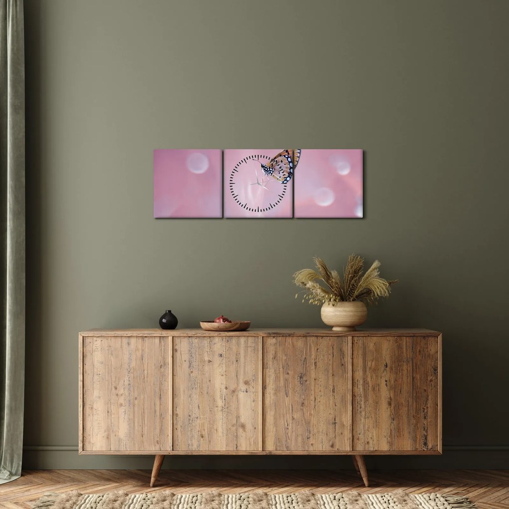Obraz - Motyl (z zegarem) (90x30 cm)