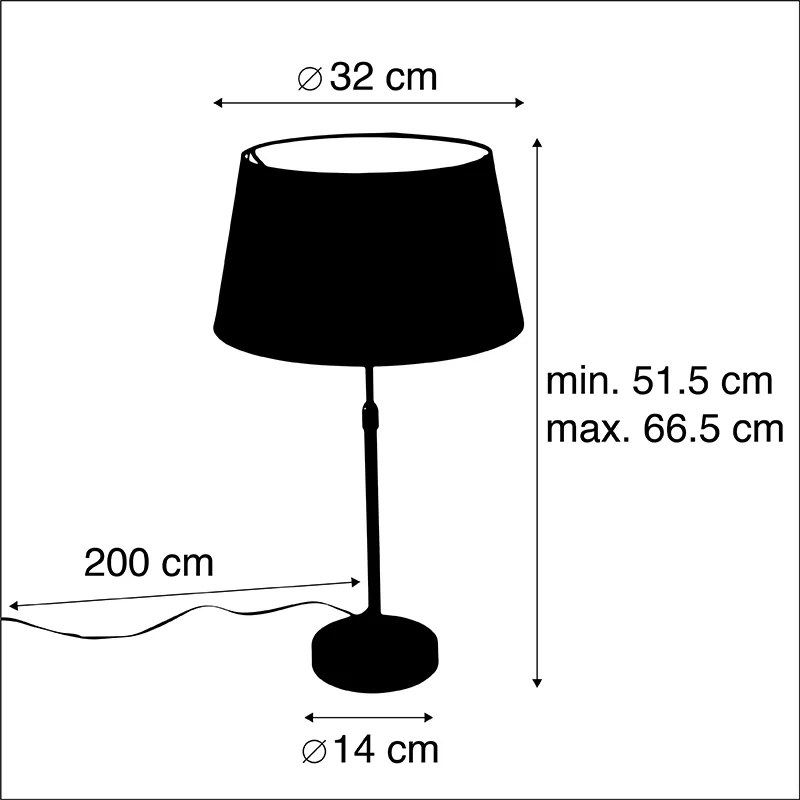 Lampa stołowa złoto/mosiądz z abażurem czarnym ze złotem 32 cm - Parte klasyczny/Antyczny Oswietlenie wewnetrzne