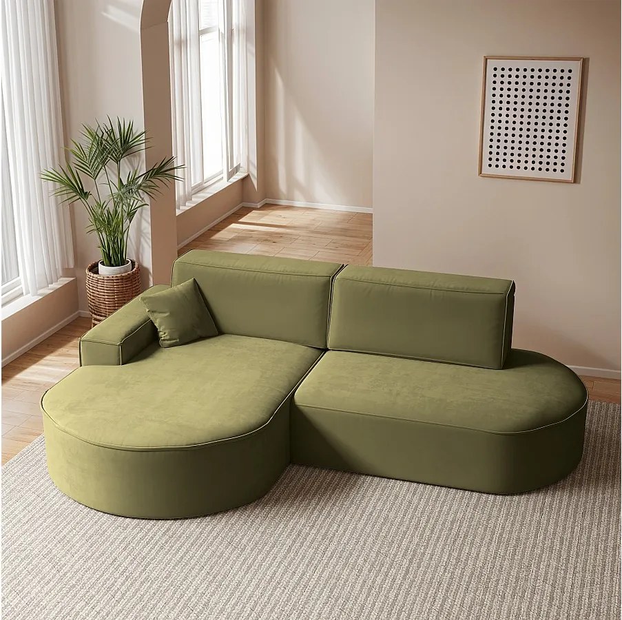 Narożnik Modena Pro, tkanina Salvador, Oliwkowy, Lewy