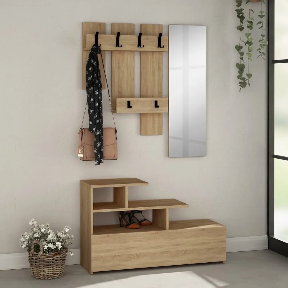 Zestaw do przedpokoju w dekorze dębu Vesty – Kalune Design