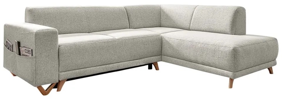 Beżowy rozkładany/ze schowkiem narożnik (prawostronny/w kształcie litery L) Classy Sophie – Miuform
