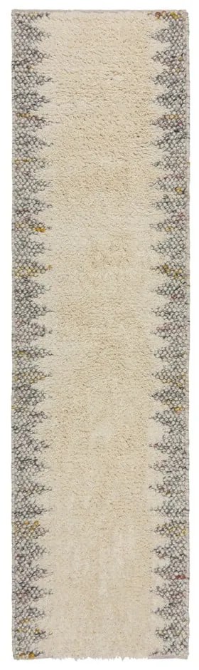 Szaro-kremowy chodnik z mieszanki wełny tkany ręcznie 60x230 cm Minerals Border – Flair Rugs