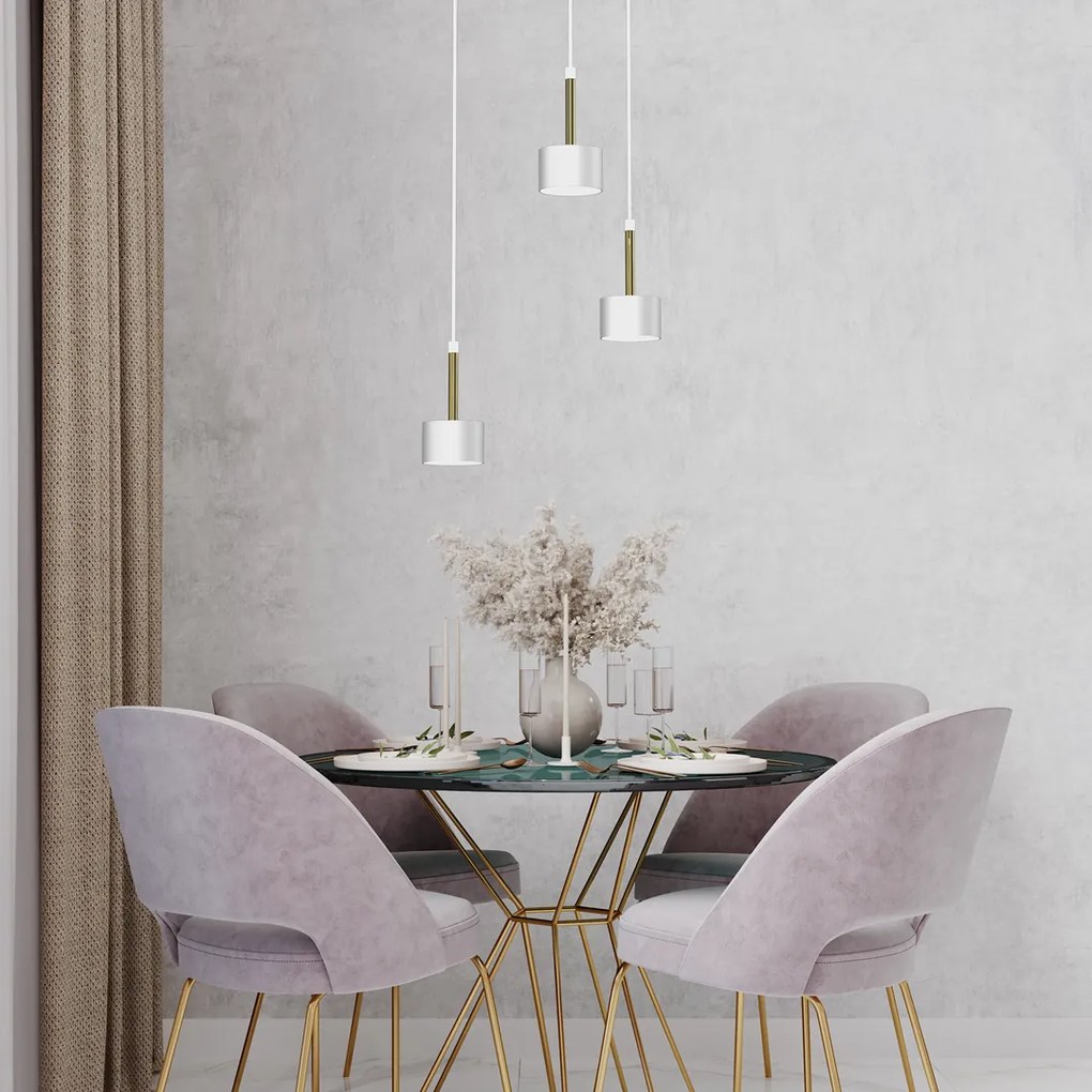 Lampa wisząca ARENA WHITE/GOLD 3xGX53, potrójna, na kole biała