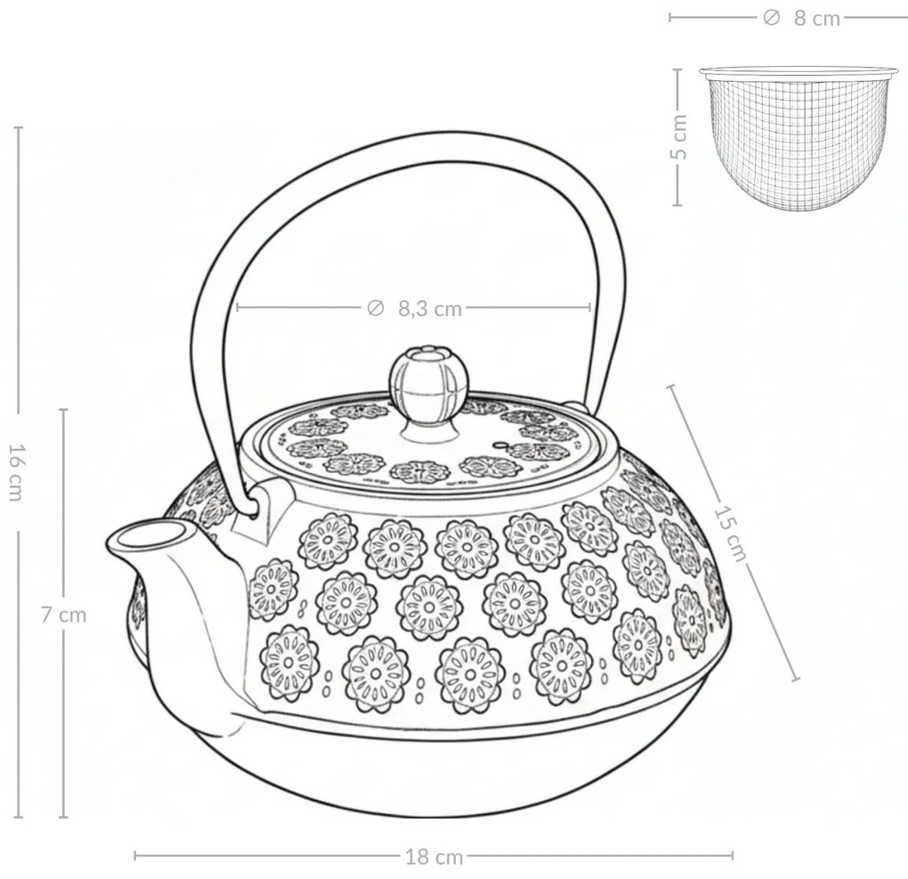 Czajnik żeliwny z zaparzaczem KUMO, 1000 ml