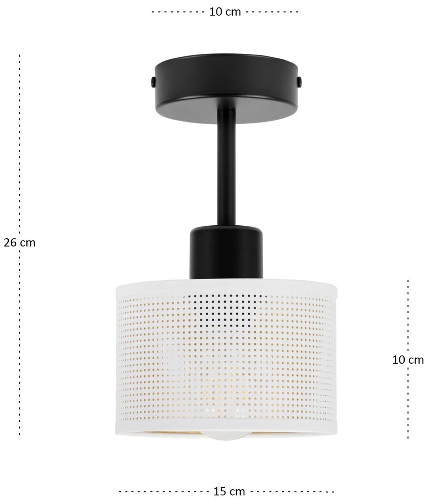 Lampa sufitowa czarna jednopunktowa z białym abażurem B-1010SC-WE E27