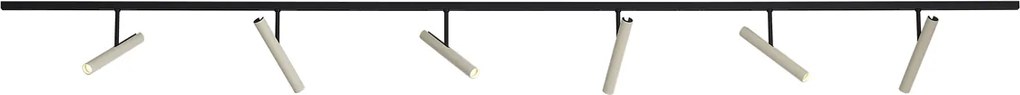 Modern railsysteem zwart met 6 spots beige 1-fase - Slimline Avery