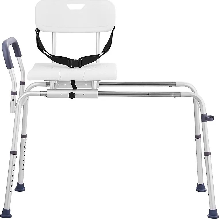 Krzesło Do Pryszniców SucceBuy, Przesuwne Krzesło Przenoszące Do Wanny z Wyciętym Miejscem Siedzącym i Odwracalnym Leżakiem