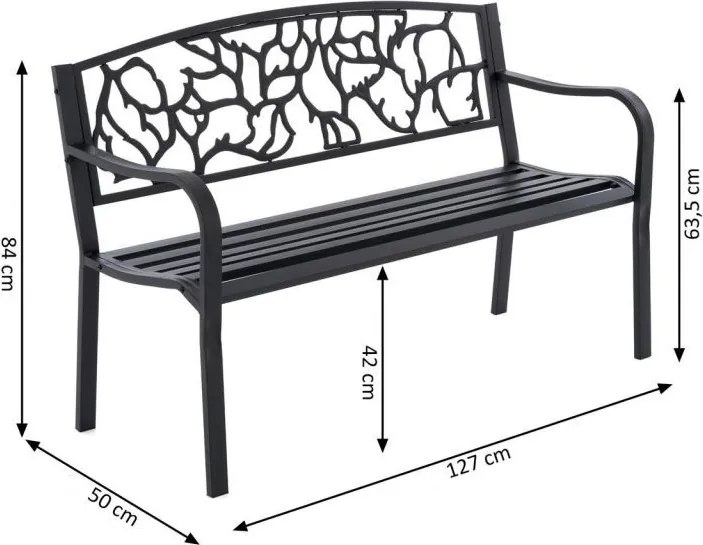 Metalowa ławka ogrodowa w stylu antycznym, 127 x 84 cm