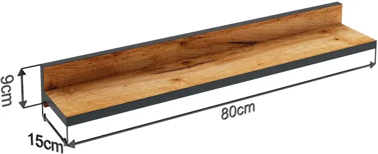 Zestaw 2 Czarny Półek Wiszących Dąb Craft + A9-W61