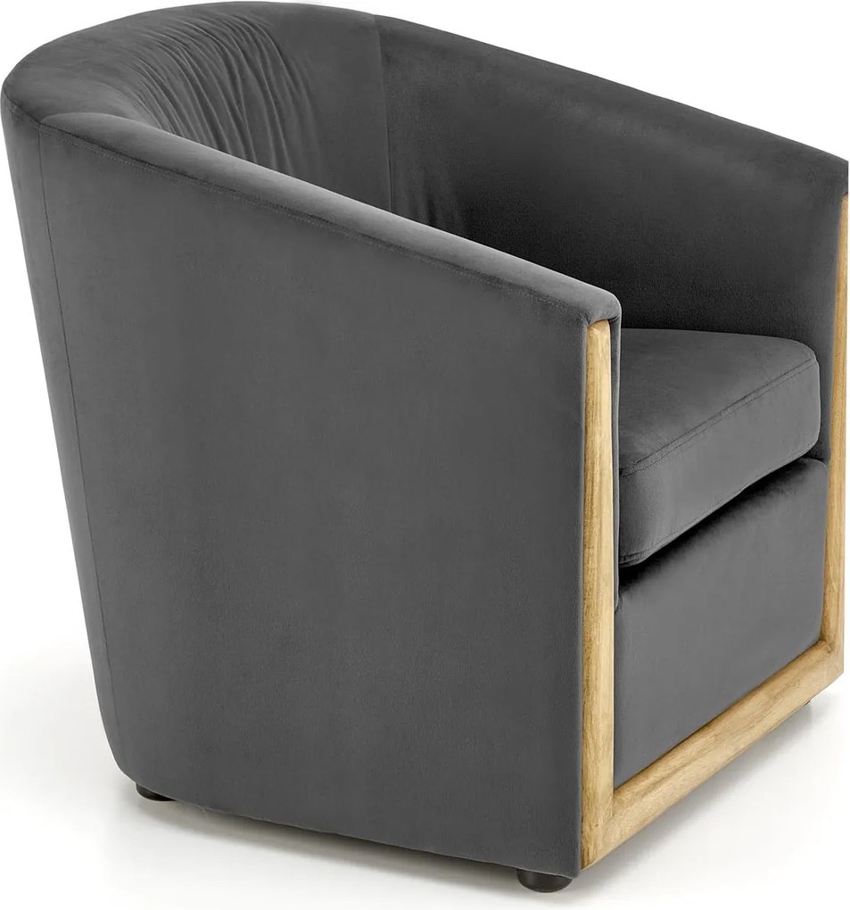 Wygodny fotel wypoczynkowy Enrico z drewnianymi detalami