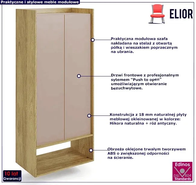 Szafa modułowa hikora + róż antyczny Modeso