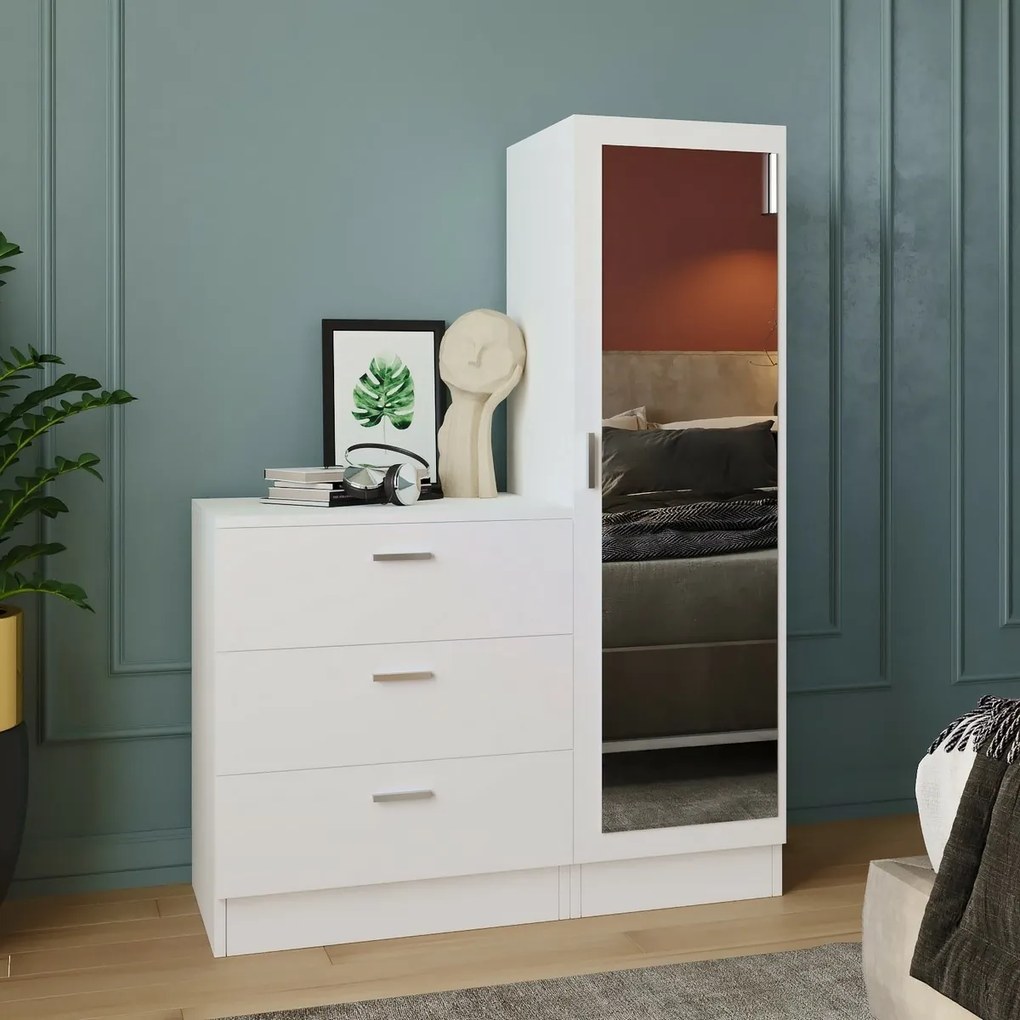 Komoda z lustrem Coco White