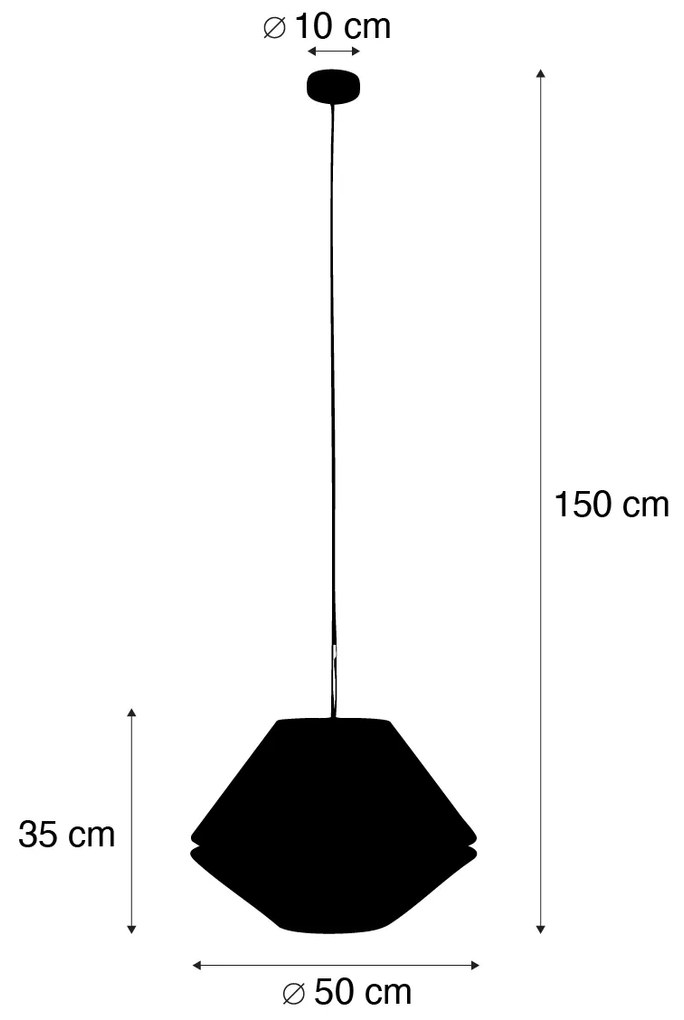 Nowoczesna lampa wisząca brązowa z podwójnym welurowym kloszem zielonym - Combi 1