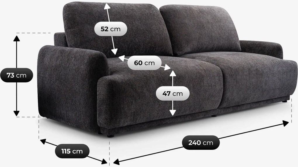 Sofa z Funkcją Spania SELORIA Ciemnoszara Nowoczesna