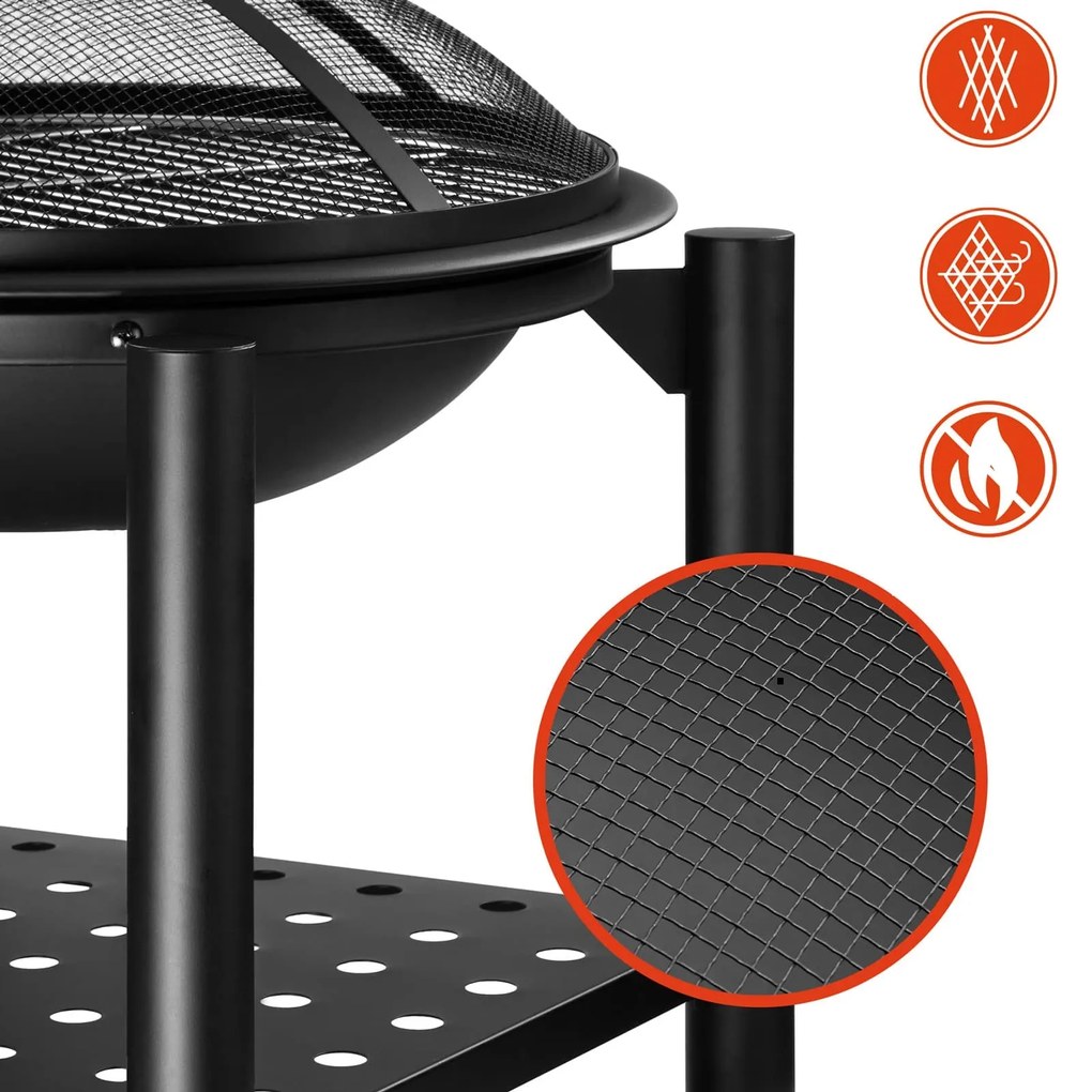 Gardebruk Palenisko z miejscem na drewno FIRE, Ø55cm, czarna