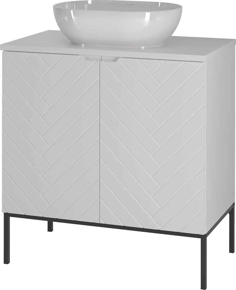 Szafka z umywalką nablatową Aspen 08, biały mat/czarny, 80 cm - zestaw 2