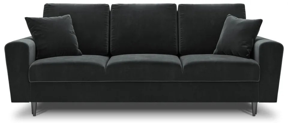 Ciemnoszara aksamitna rozkładana/ze schowkiem sofa 235 cm Kyoto – Cosmopolitan Design