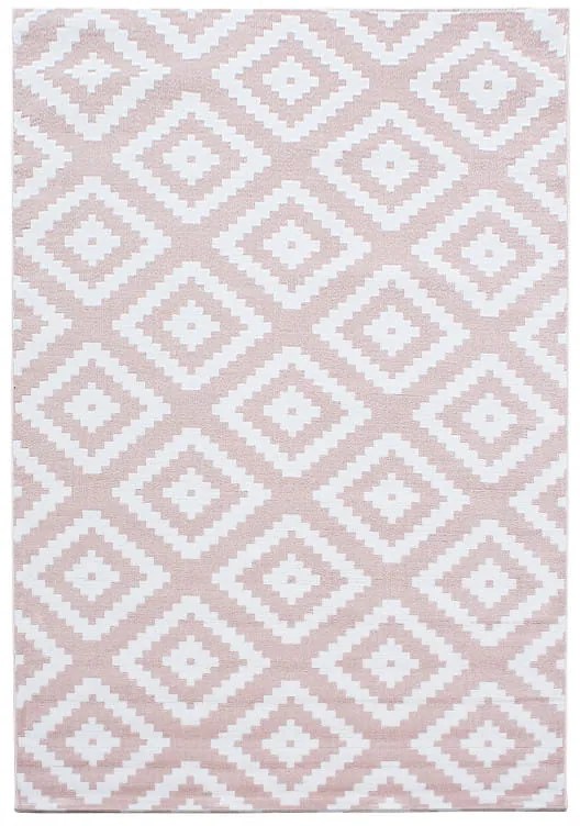 Dywan nowoczesny Plus Kwadraty różowo-kremowy 120 cm x 170 cm