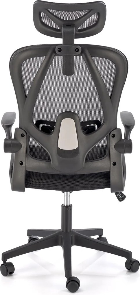 Fotel biurowy z oparciem i zagłówkiem z siatki Negro Halmar