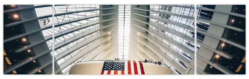 Obraz budynku z flagą USA (170x50 cm)