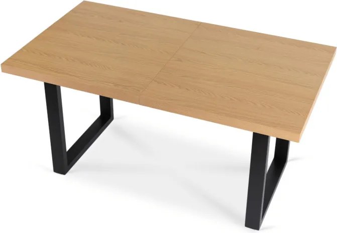 Stół Prostokątny Rozkładany EDWIN 160-260 cm Dąb Złoty/Czarny do Jadalni Nowoczesny Loft