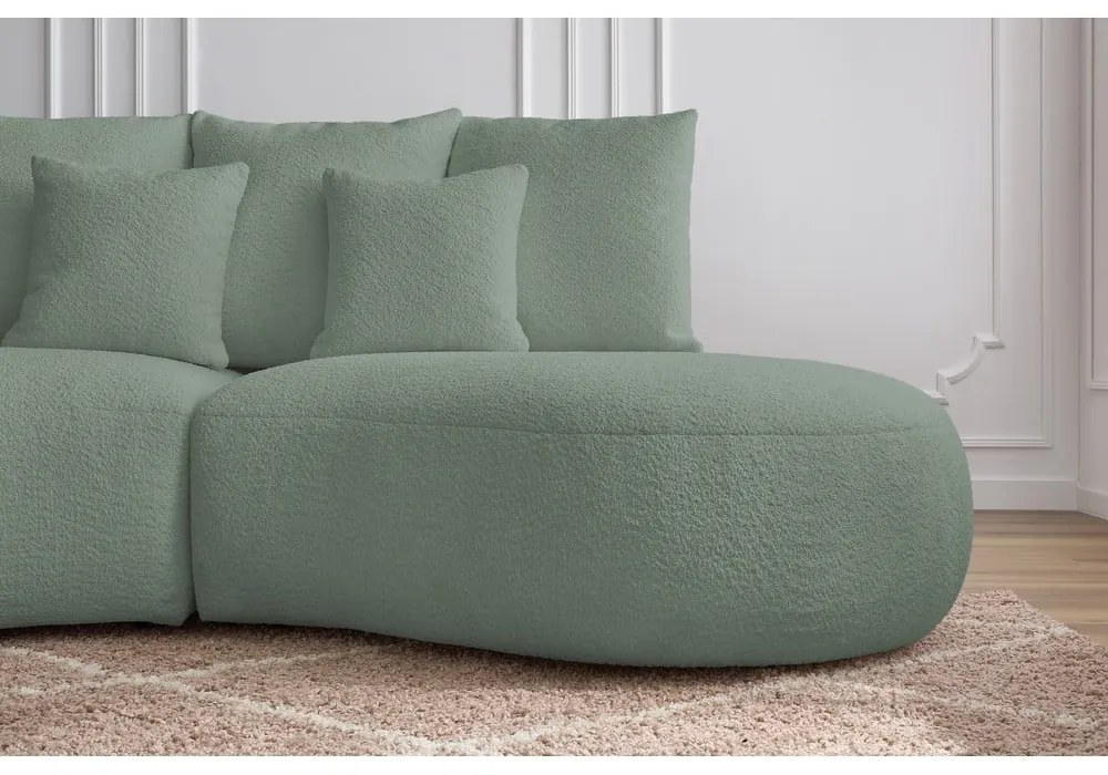 Jasnozielona sofa z materiału bouclé 260 cm Saint-Germain – Bobochic Paris