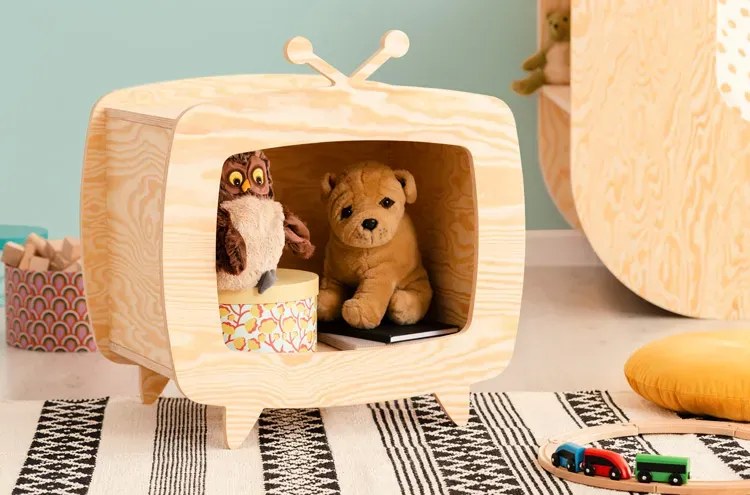 Drewniany regał dziecięcy telewizor A9-F66