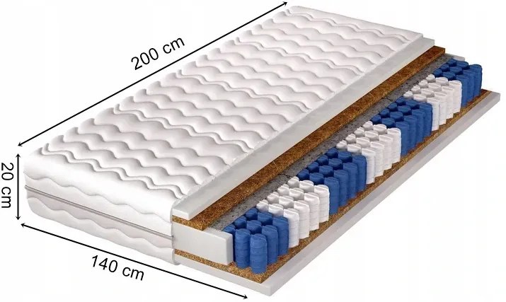 Materac pocket kokosowy H5 140x200 E6-C96