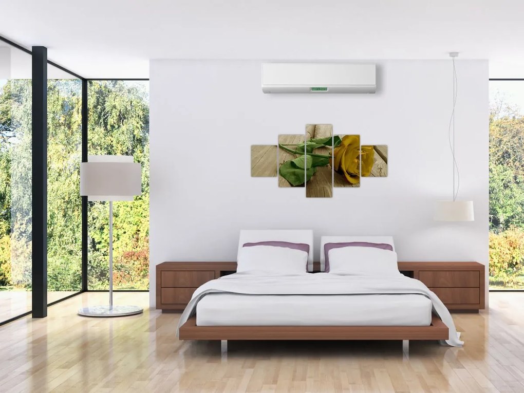 Obraz - Żółte róże w stylu vintage (125x70 cm)